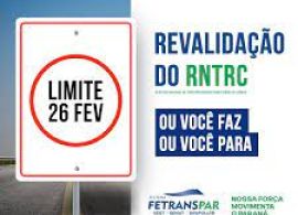 Hoje último dia para a revalidar o seu RNTRC