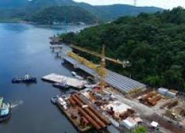 Ponte de Guaratuba avança e revela traçado da obra de números gigantescos no Paraná