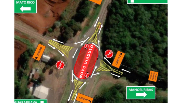 Rotatória em Pitanga será interditada para novo viaduto dentro das obras de duplicação