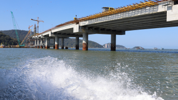 Ponte de Guaratuba já tem novos estais instalados e mantém bom ritmo de obras