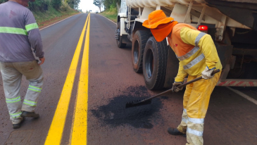 DER/PR inicia servi&ccedil;os de melhorias no pavimento em rodovia entre Alt&ocirc;nia e Ipor&atilde;
